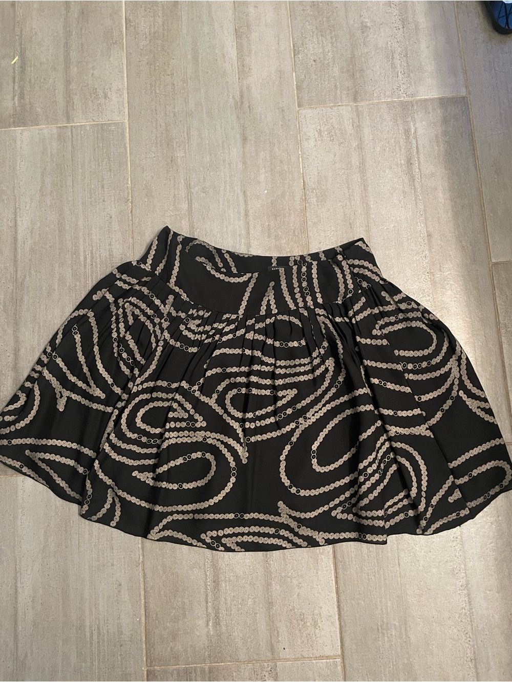 Banana Republic Black Circle-Print 100% Silk Shell Skirt